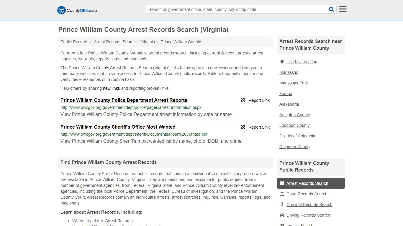 Arrest Records Search - Prince William County, VA (Arrests ...